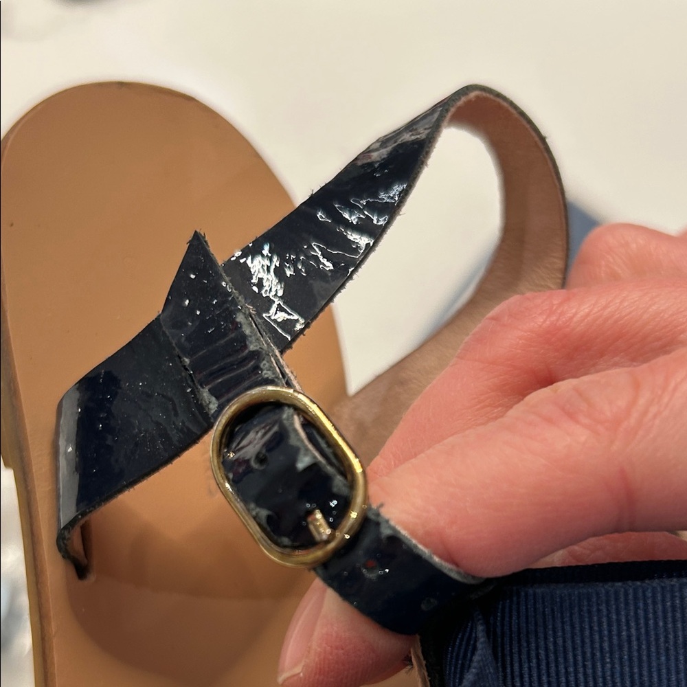 Jacadi Navy Blue Kids Sandals with Bow - Picture 11 of 12